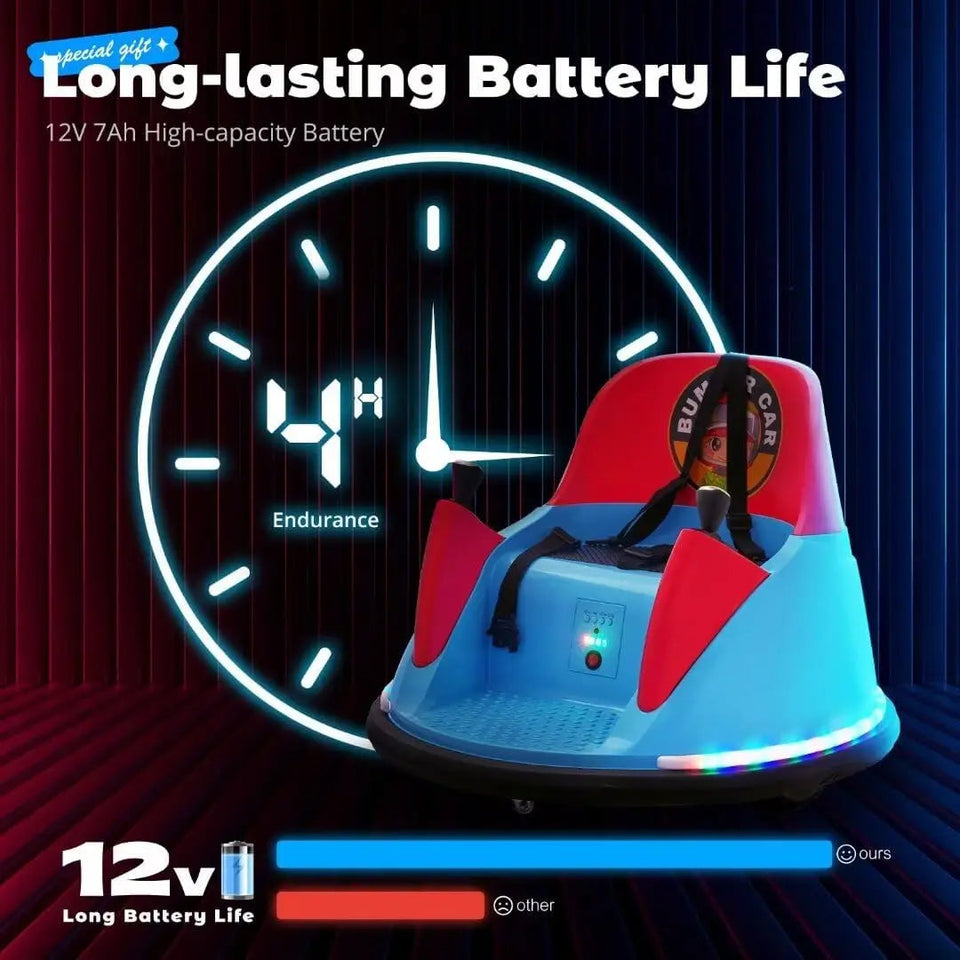 12V Bumper Car for Kids Toddler 1.5-6 Years with Remote Control Bluetooth Music 3 Speeds DIY License Plate Electric Ride on Toys AXSSIBLZ