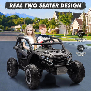 24V Ride On Car For Kids, 4WD Electric Vehicle With Remote Control, 2 Seater, LED Lights, Four-Wheel Shock Absorption, 3 Speeds AXSSIBLZ
