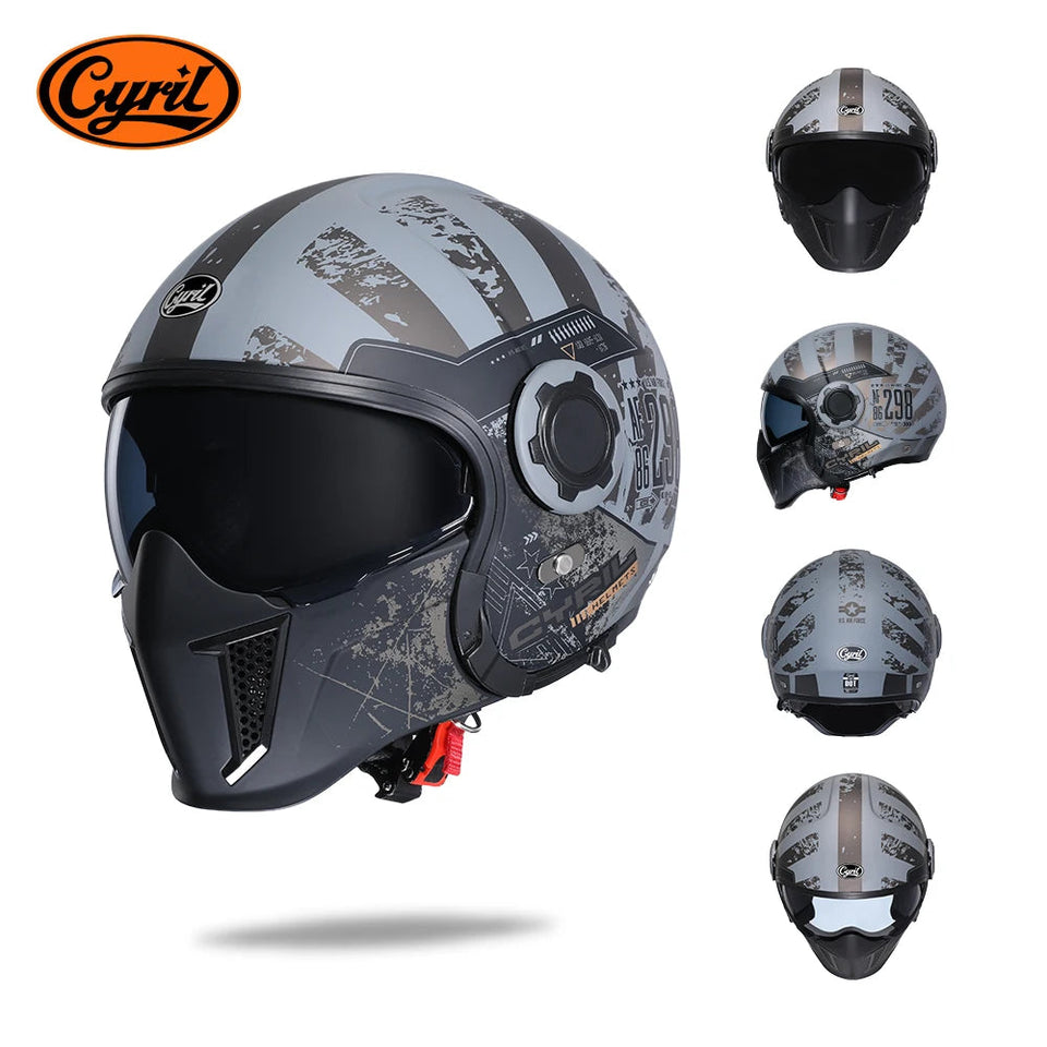 Motorcycle Helmet Full Face Open Face Helmet Modular Helmets Double Lens Quick Release Buckle Men Women CYRIL OP12A Cascos Moto AXSSIBLZ