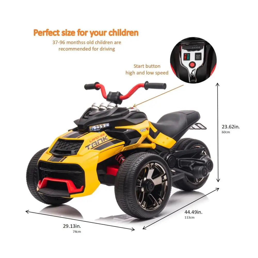 24V Kids Ride On ATV, 3 Wheeler Electric Vehicle, Battery Powered Ride on Motorcycle for Boys Girls with LED Lights, Music AXSSIBLZ