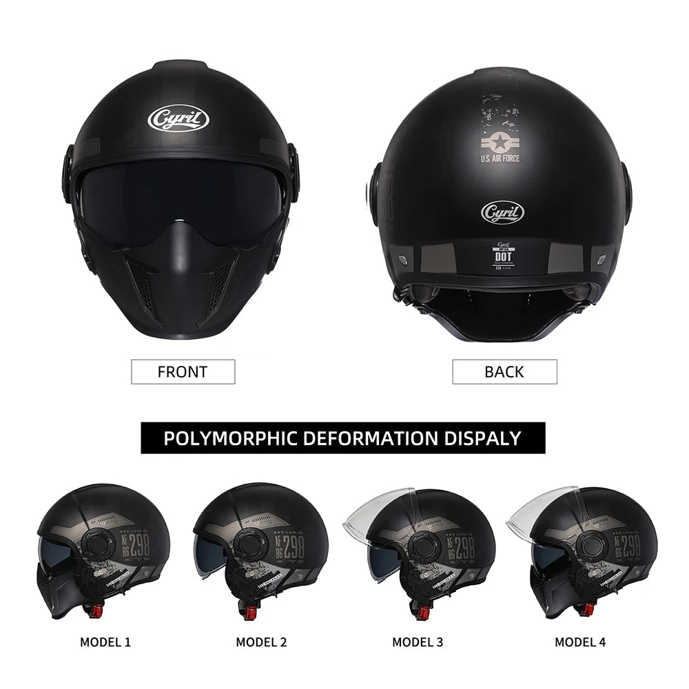 Motorcycle Helmet Full Face Open Face Helmet Modular Helmets Double Lens Quick Release Buckle Men Women CYRIL OP12A Cascos Moto AXSSIBLZ