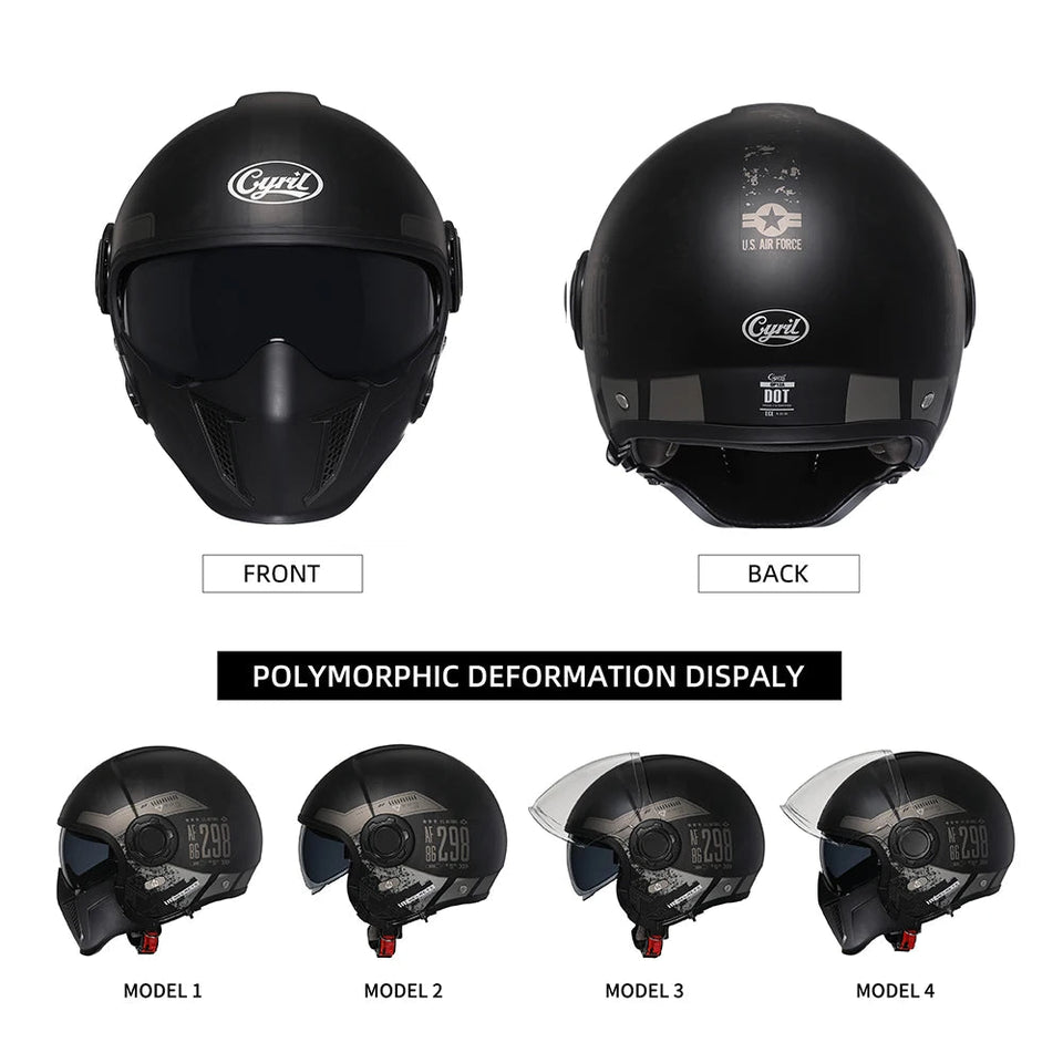 Motorcycle Helmet Full Face Open Face Helmet Modular Helmets Double Lens Quick Release Buckle Men Women CYRIL OP12A Cascos Moto AXSSIBLZ