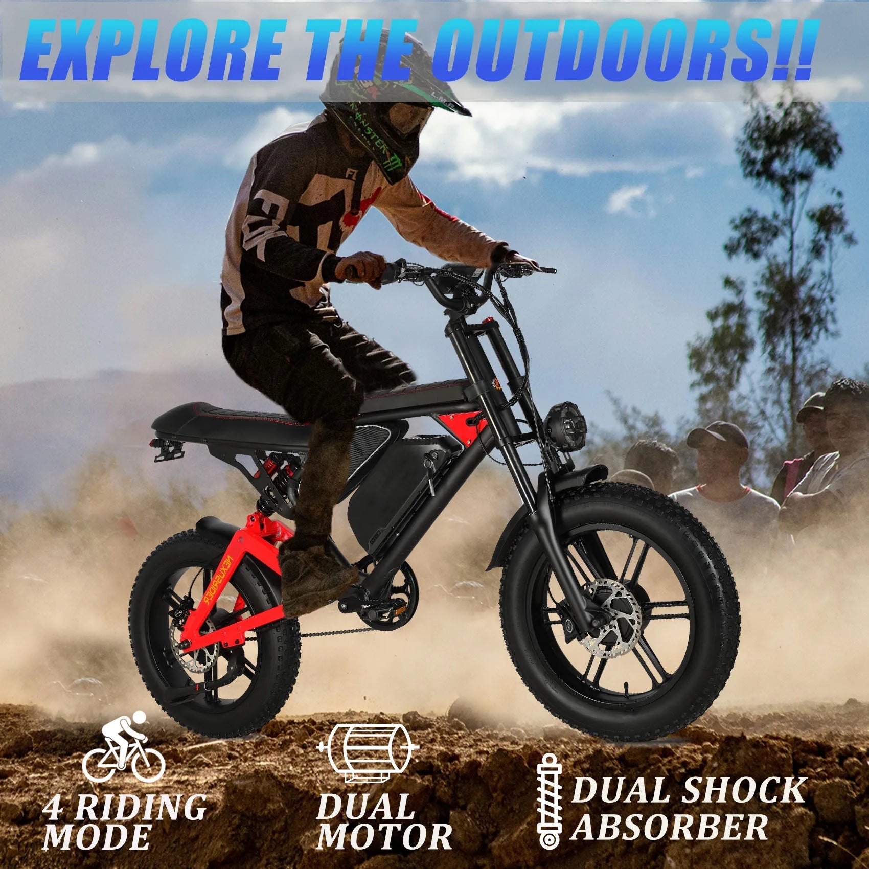 ThunderStrike 2000W Electric Dirt Bike – 20” Full Suspension Dual Motor Electric Bike for Ultimate Adventure AXSSIBLZ