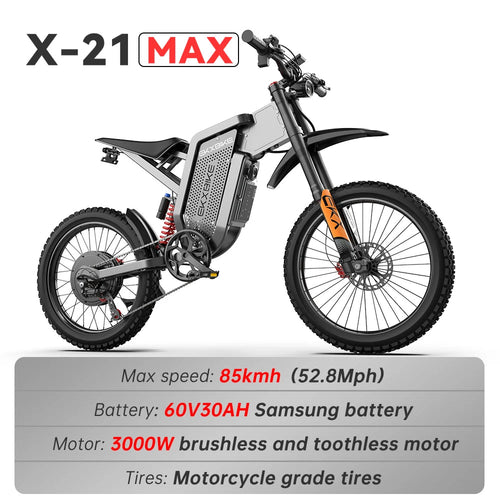 EKX X21 Max Electric Motorcycles 3000W Brushless Gearless Motors 60V30AH Lithium Battery Speed 85Kmh Adult Off Road Ebike AXSSIBLZ