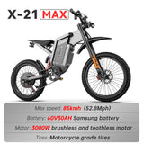 EKX X21 Max Electric Motorcycles 3000W Brushless Gearless Motors 60V30AH Lithium Battery Speed 85Kmh Adult Off Road Ebike AXSSIBLZ