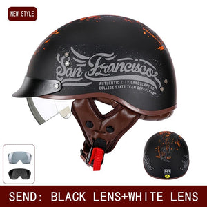 Retro helmet motorcycle helmet motorcycle half helmet four seasons summer wear endoscopic safety hat helmet cruise helmet Riding AXSSIBLZ