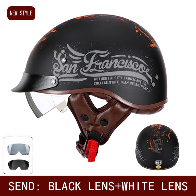 Retro helmet motorcycle helmet motorcycle half helmet four seasons summer wear endoscopic safety hat helmet cruise helmet Riding AXSSIBLZ