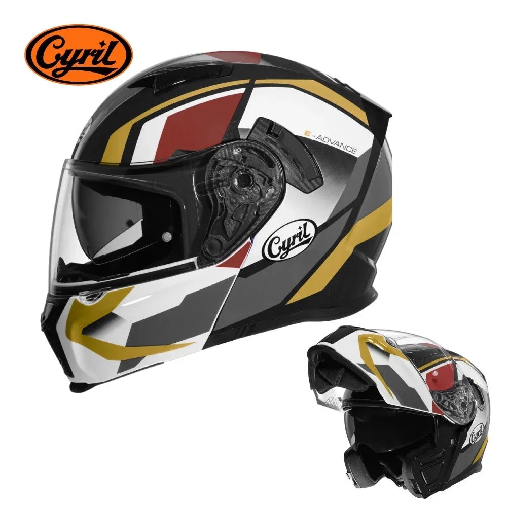 Motorcycle Helmet Dual Visor Modular Flip Up Full Face Helmet for Adult Men Women DOT ECE Approved Casco Moto CYRIL AH121 AXSSIBLZ