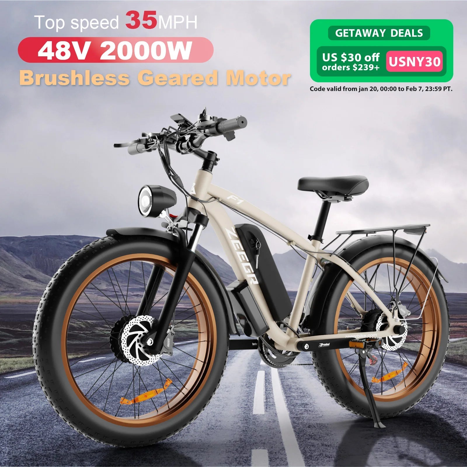 Zgeer F1 PowerMax 48V Electric Fat Tire Bike – Full Suspension, Dual Battery for Snow & Beach Adventures AXSSIBLZ