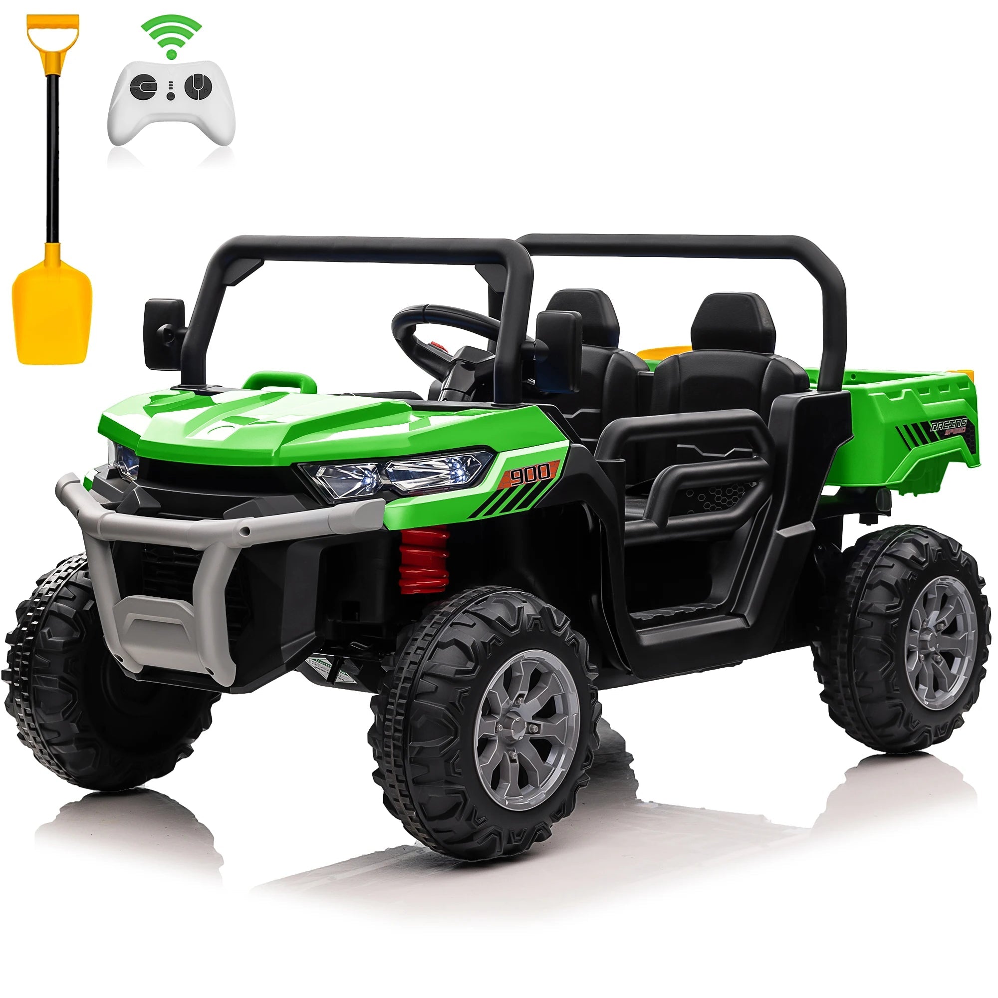 24V Ride on Dump Truck, 2 Seater Kids UTV Electric Car w/2.4G Remote Control, 4 Wheeler, Bluetooth Music, LED Lights, 24 Volt Ba AXSSIBLZ