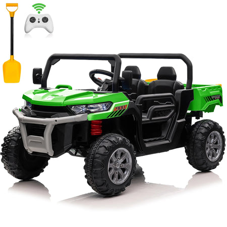 24V Ride on Dump Truck, 2 Seater Kids UTV Electric Car w/2.4G Remote Control, 4 Wheeler, Bluetooth Music, LED Lights, 24 Volt Ba AXSSIBLZ