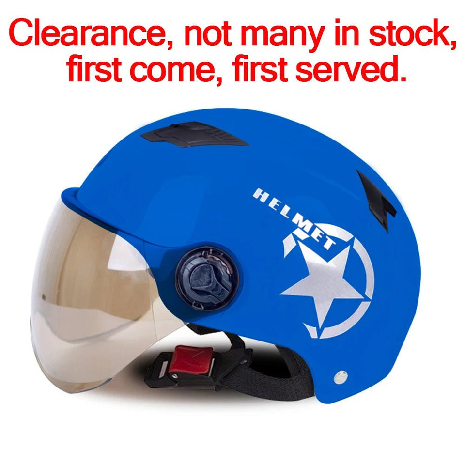 Men Motorcycle Helmet,Woman Electric Motor Car Scooter Bike Open Face Half Helmet,Anti-UV Safety Hat Bicycle Cap with Goggles AXSSIBLZ