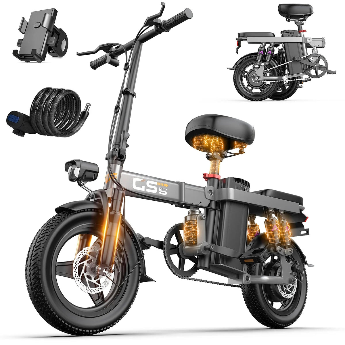 Electric Bike for Adults Teen-Folding Electric Bicycle 750W Peak Motor,20+MPH 35 Miles,Commuter Ebike 48V 15AH Removable Battery AXSSIBLZ