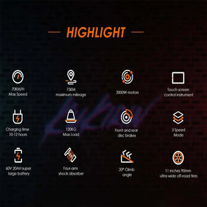 kukirin G4 2000w 60v 20ah electric scooter 11 inch road tyres top speed 70km/h led display foldable high quality Escoote AXSSIBLZ