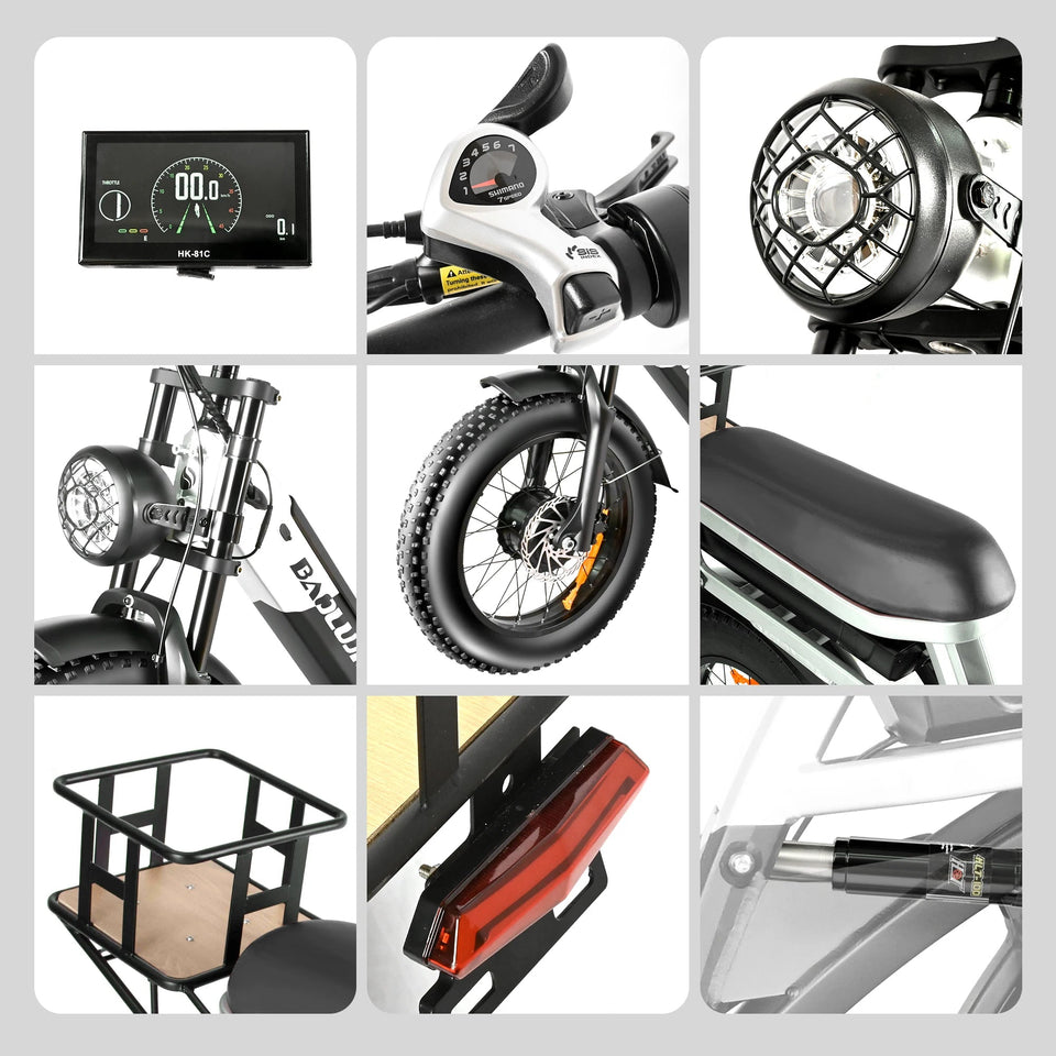 2000W Peak Cargo Electric Bike for Adults with Dual 15Ah Batteries(30Ah) Shima 7 Speed 80Miles-150Miles Long Range Electric Bike AXSSIBLZ