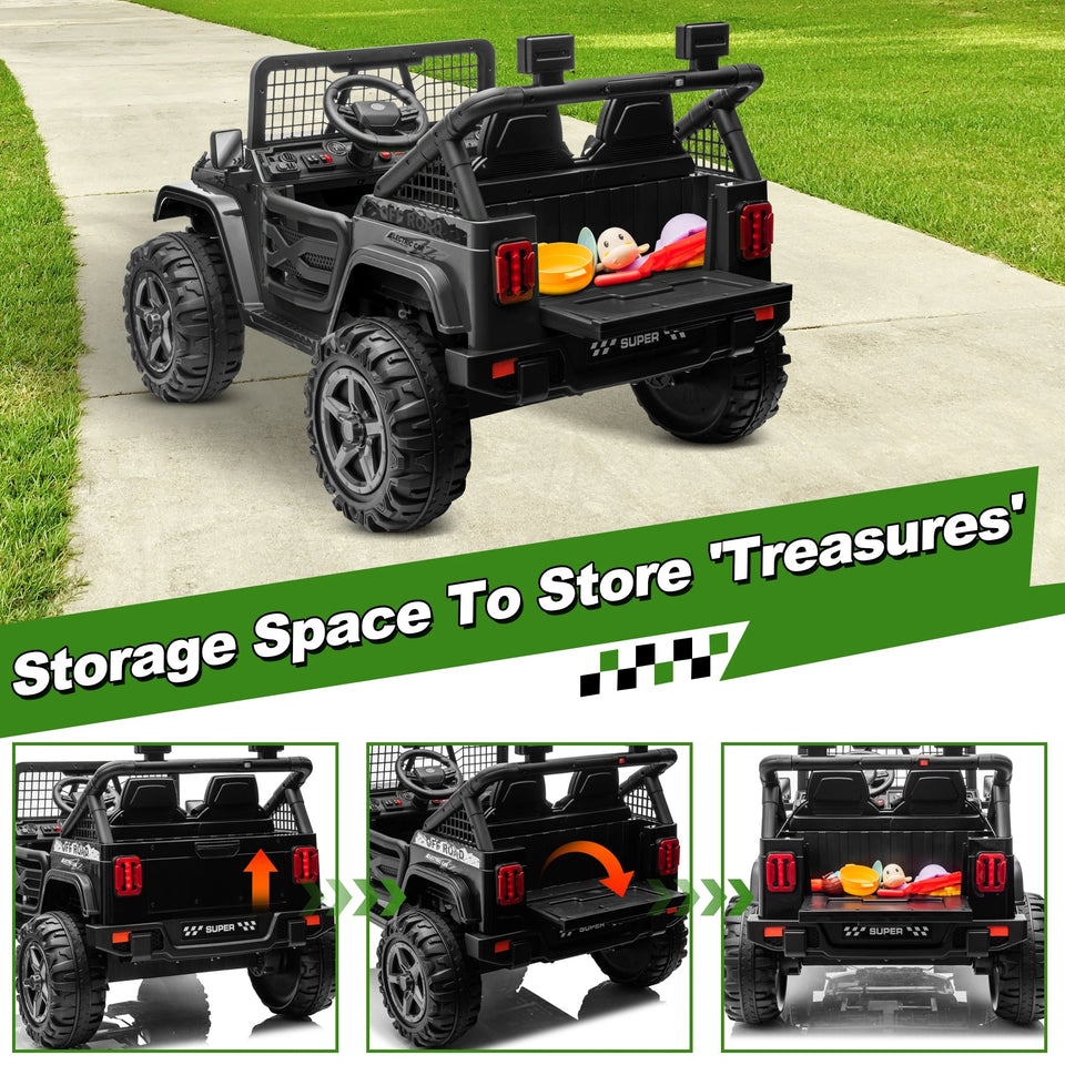 24V Ride on Truck Car w/Remote, XL 2 Seater Outdoor Toys 4WD/2WD Switchable, 4x200W Motor Power Four Wheels, Electric Car for Bi AXSSIBLZ