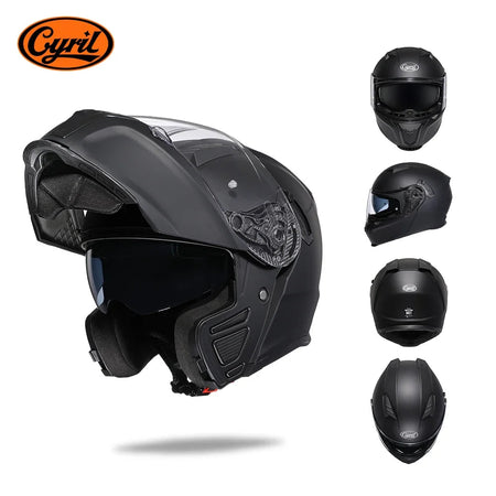 Full Face Motorcycle Helmet with Dual Visor Cyril Flip-up Motorcycle Helmet with Bluetooth Slot For Adult DOT Approved Helmet AXSSIBLZ