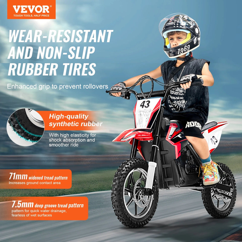 VEVOR 36V Kids Ride On Motorcycle with Speed up to 15.5mph LED Light Battery Gauge Electric Motorcycle Toys for Children Boys AXSSIBLZ