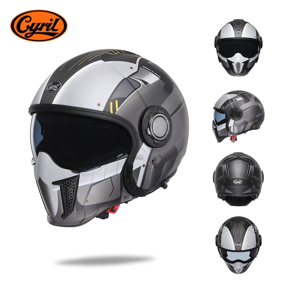 Motorcycle Helmet Full Face Open Face Helmet Modular Helmets Double Lens Quick Release Buckle Men Women CYRIL OP12A Cascos Moto AXSSIBLZ