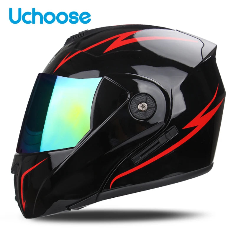 Flip-Up Motorcycle Helmet – Dual Lenses, Full Face Protection, Ideal for Riding & Motocross AXSSIBLZ