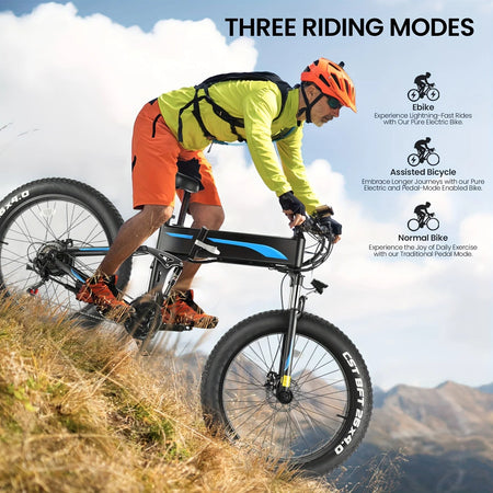 Xtreme Explorer 26" Fat Tire Ebike – 500W Power, 48V 10Ah Battery, Foldable Design, 20MPH for Adults AXSSIBLZ