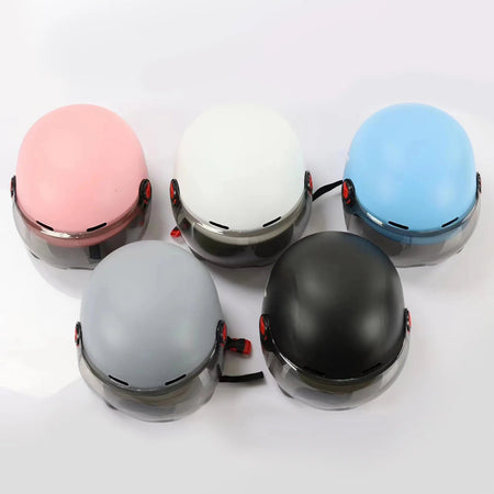 Men Motorcycle Helmet,Woman Electric Motor Car Scooter Bike Open Face Half Helmet,Anti-UV Safety Hat Bicycle Cap with Goggles AXSSIBLZ