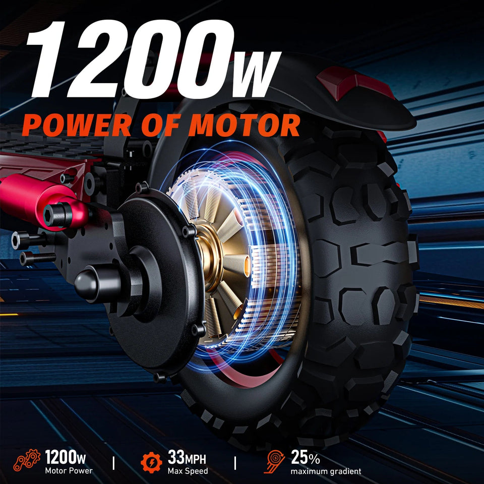 Foldable 1200W Electric Scooter with Seat for Adults, 11'' Off-road Tires, 48V 21Ah Battery, 33Miles Range Commuter E-scooter AXSSIBLZ