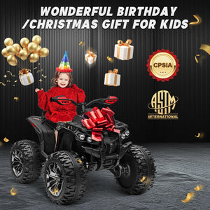 4x4 24V Kids Ride on ATV w/ Remote, 2 Seater Powerful 4-Wheeler Quad Electric Car, 800W Motor Ride on Toys w/ High/Low Speed AXSSIBLZ