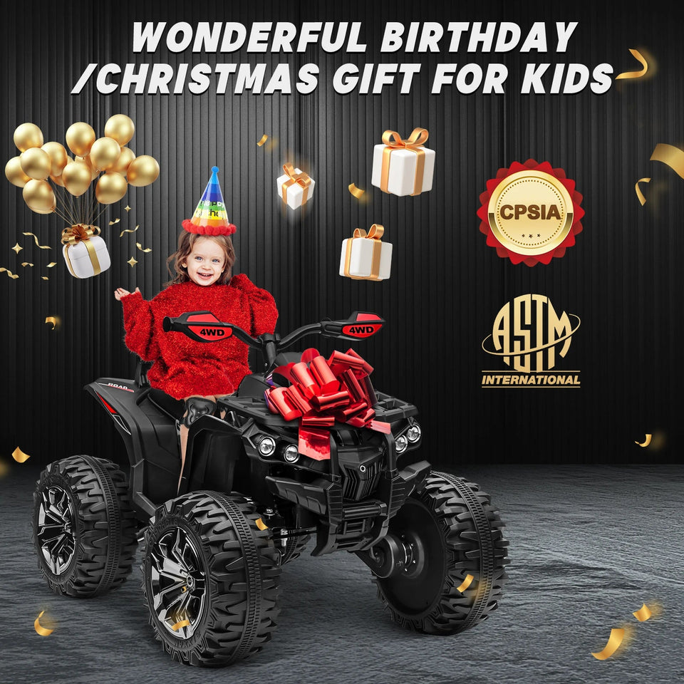 4x4 24V Kids Ride on ATV w/ Remote, 2 Seater Powerful 4-Wheeler Quad Electric Car, 800W Motor Ride on Toys w/ High/Low Speed AXSSIBLZ