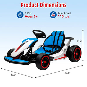 24V Go Kart Ride On Racing Toy for Kids 6+ Ride On Drift Kart with 200W*2 Extra Powerful Motors Large Battery with Music Horn AXSSIBLZ