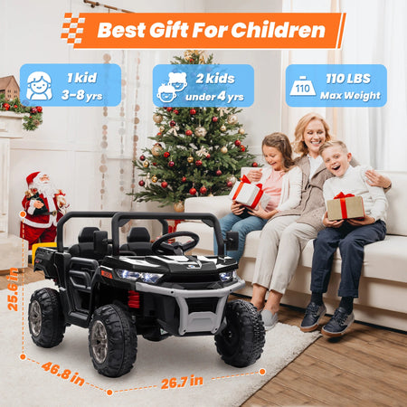 24V Ride on Dump Truck, 2 Seater Kids UTV Electric Car w/2.4G Remote Control, 4 Wheeler, Bluetooth Music, LED Lights, 24 Volt Ba AXSSIBLZ