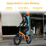 1000W Folding Electric Bike, 48V 20AH Large Removable Battery E Bike, 30+MPH, 80 Miles Max Range, 20" Fat Tire Electric Bike for AXSSIBLZ