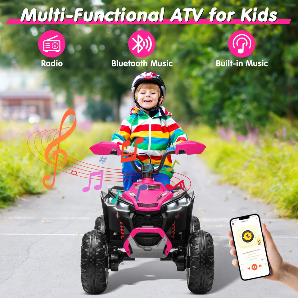 Kids ATV 4 Wheeler, JOYRACER Upgraded 2 Seater 24V Ride On Toy for Big Kid w/800W Powerful Motor, Battery Powered AXSSIBLZ