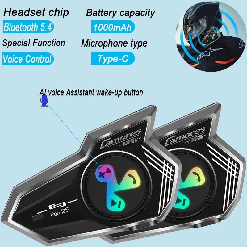 Bluetooth 5.4 Wireless Motorcycle Helmet Headset Hands-free Call Phone Motorcycle Waterproof Earphone Music Player Moto Helmet AXSSIBLZ