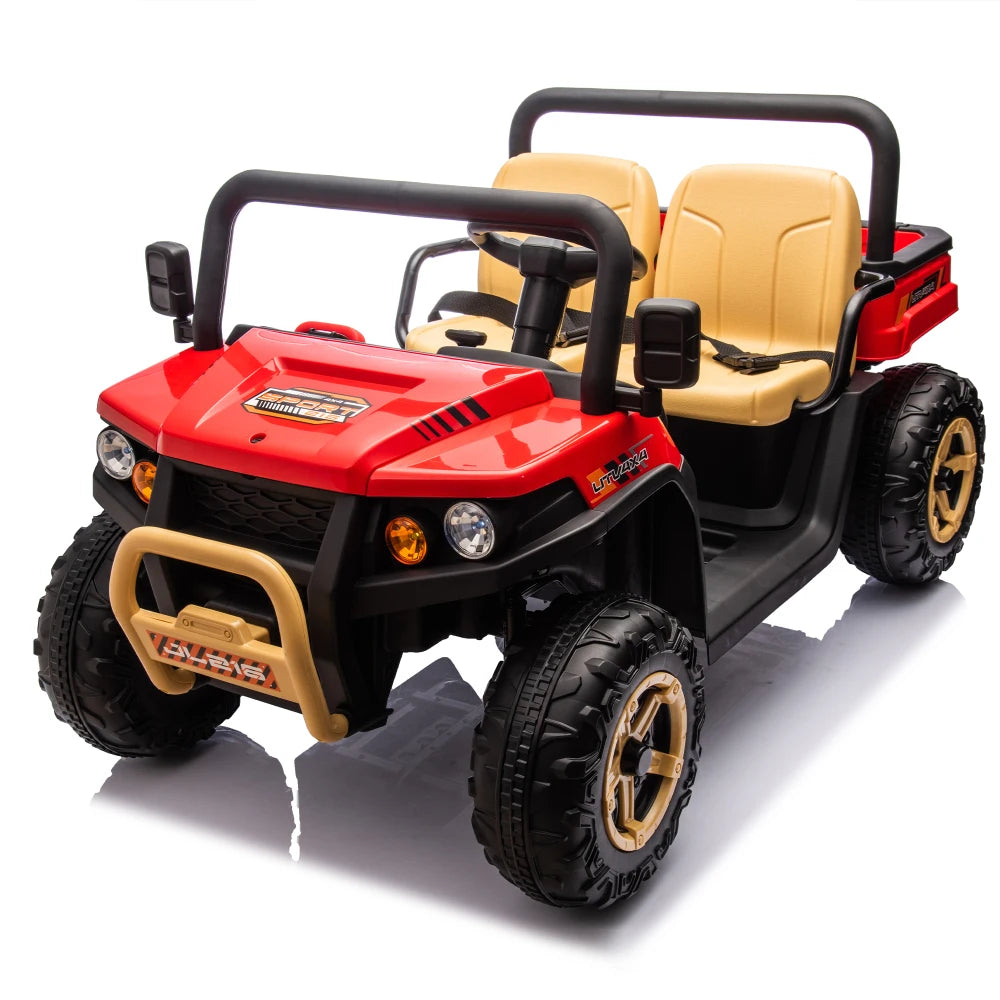 24V XXXL Kids Ride on UTV W/Parents Remote Control,Two-seater,Automatic Tipping Bucket,Rear Wheel Suspension,Slow Start AXSSIBLZ