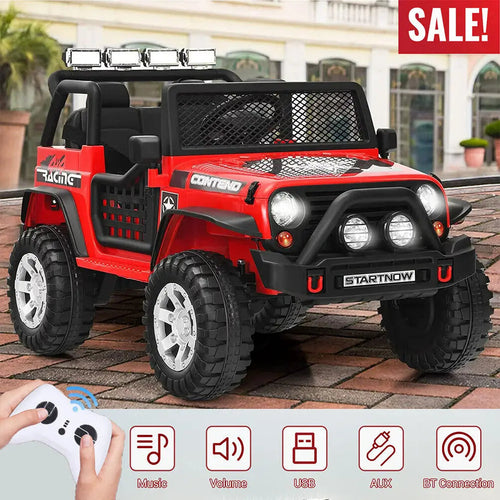 12V Battery Powered  Ride On Car 2 Seater kids Electric Vehicle Toy Truck w/Remote Control Equipped with Music AXSSIBLZ