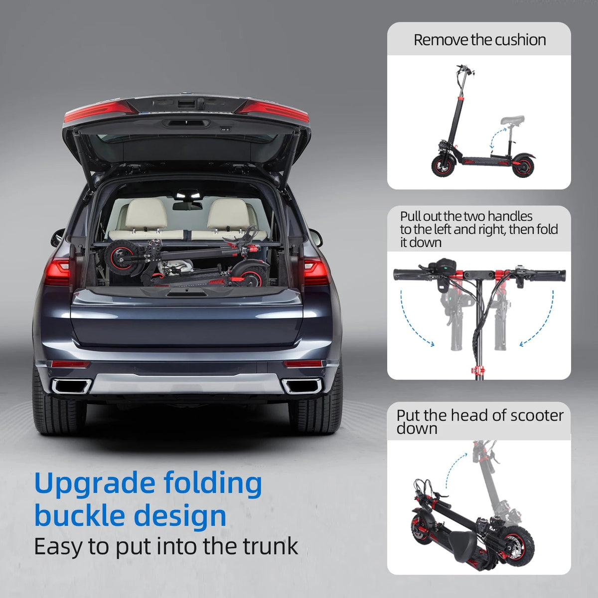 1200W Off-road Electric Scooter with Seat, 48V 21Ah Battery, Max speed 30Mph, Range 35Miles, Foldable Commuter E-scooter AXSSIBLZ