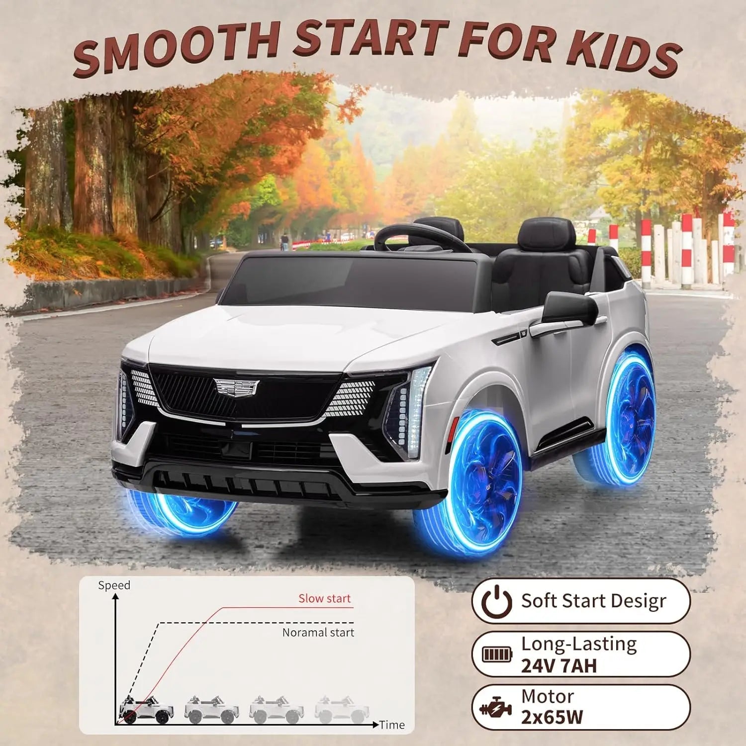 24V Ride On Car, Licensed Battery Powered Electric Vehicle w/Remote Control, 2 Seater, 4-Wheel Shock Absorbers, Smooth Start AXSSIBLZ