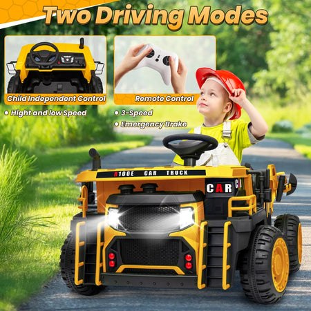 24V Ride on Toys w/Remote Control, 2 Seater 400W Ride on Dump Truck, Electric Powered Ride on w/Dump Bed, 3 Speeds, Shovel, Blue AXSSIBLZ