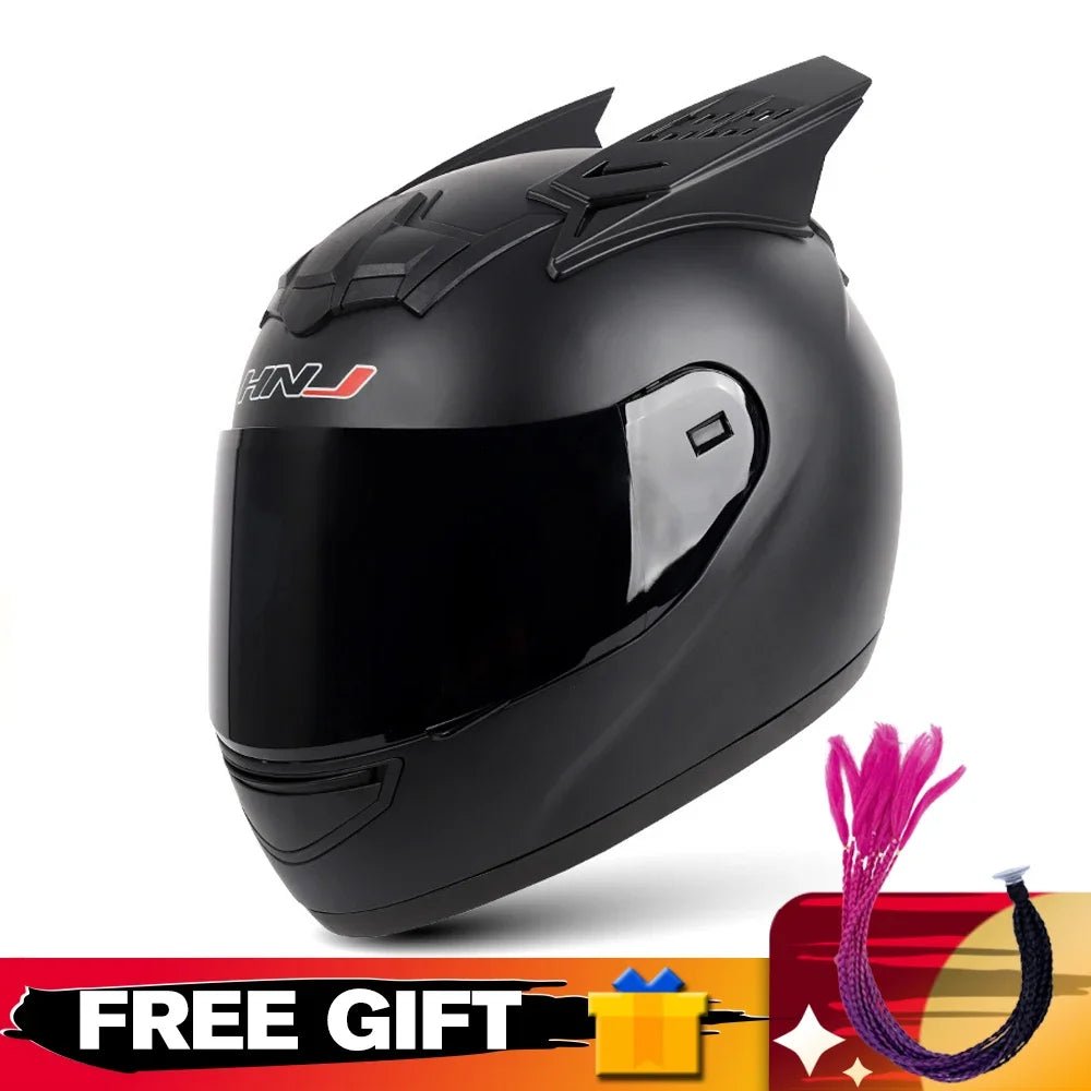 Helmets Motorcycle Personality Horn Motocross Helmet Full Face Motorbike Helmet Breathable Casco Ear Moto Helmets for Men Women AXSSIBLZ