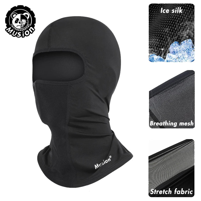 Musion Cycling Helmet Balaclava with Glasses Hole Motorcycle Full Face Mask Sun Protection Ice Silk Biker Headgear Breathable fo AXSSIBLZ