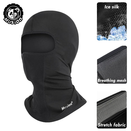 Musion Cycling Helmet Balaclava with Glasses Hole Motorcycle Full Face Mask Sun Protection Ice Silk Biker Headgear Breathable fo AXSSIBLZ