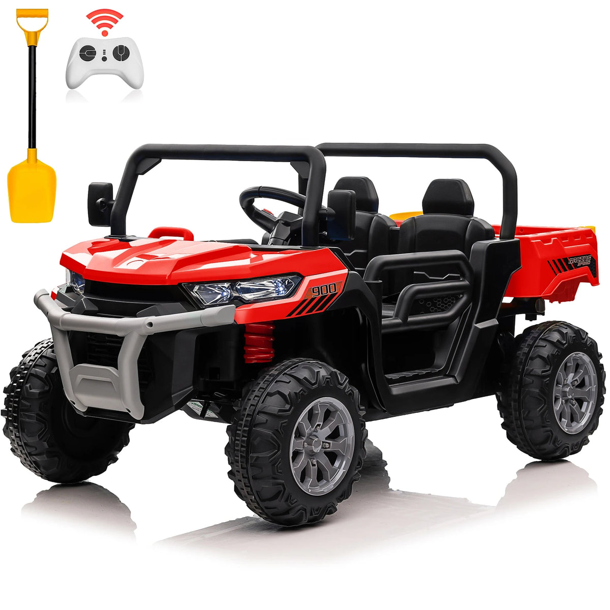 24V Ride on Dump Truck, 2 Seater Kids UTV Electric Car w/2.4G Remote Control, 4 Wheeler, Bluetooth Music, LED Lights, 24 Volt Ba AXSSIBLZ
