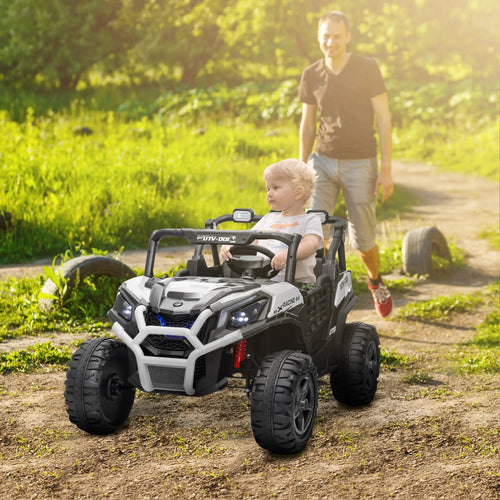 2 Seater 24V Electric Car for Kids with Remote Control, White AXSSIBLZ