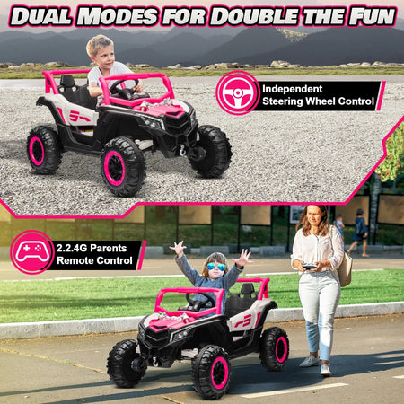 24V Ride On Car for Kids w/Remote Control, JOYRACER Battery Powered Off-Road UTV, 4x150W Motors,4 Shock Absorbers, 4.5 Mph Max S AXSSIBLZ