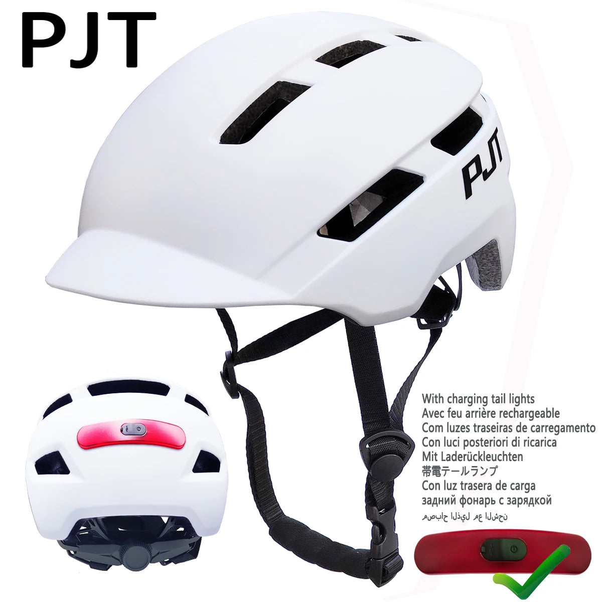 PJT NightRider Helmet – In-Mold MTB & Road Helmet with USB Rechargeable Safety Tail Light AXSSIBLZ