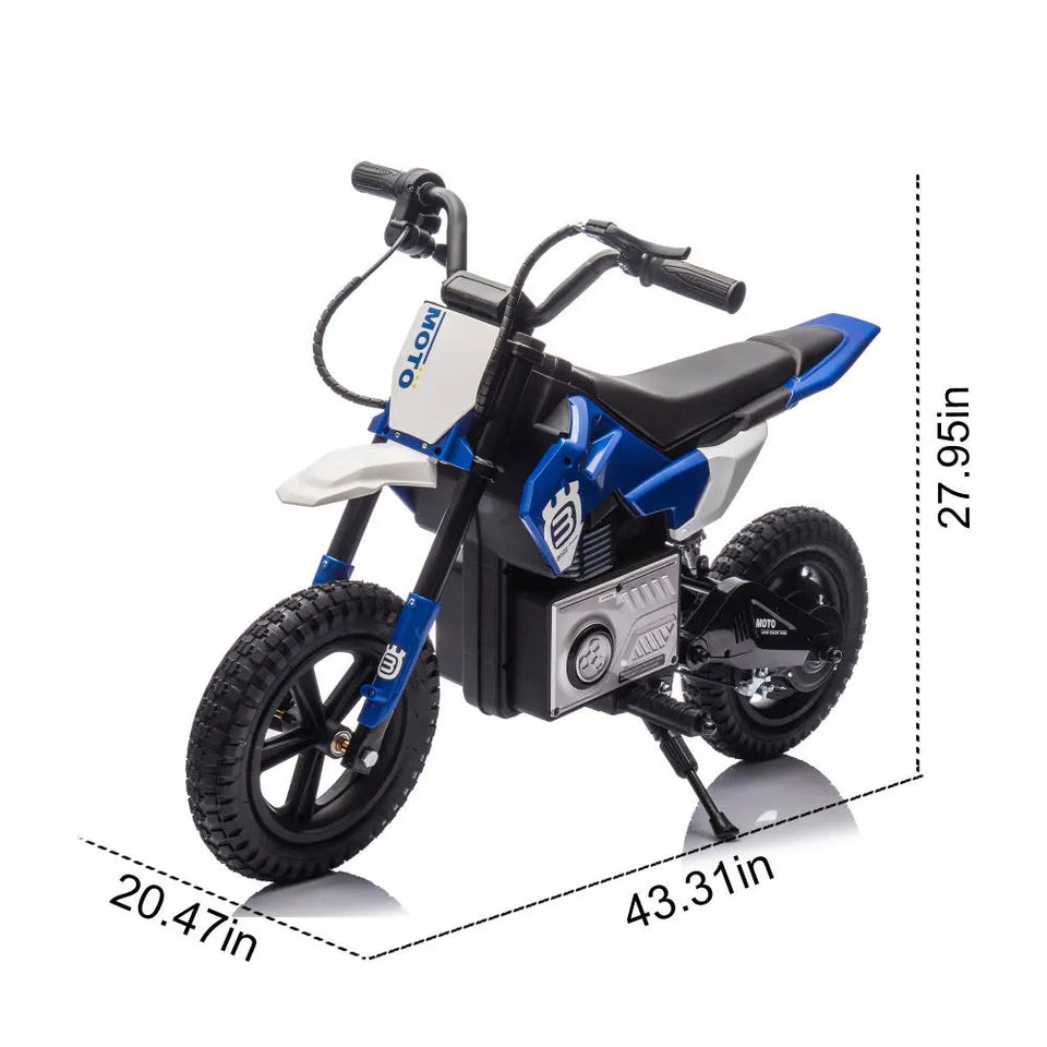 24V Kids Ride on Electric Toy Motocross Motorcycle 200W High Speed Hub Motor Rear Wheel Shock Absorber Adjustable Speed LED AXSSIBLZ