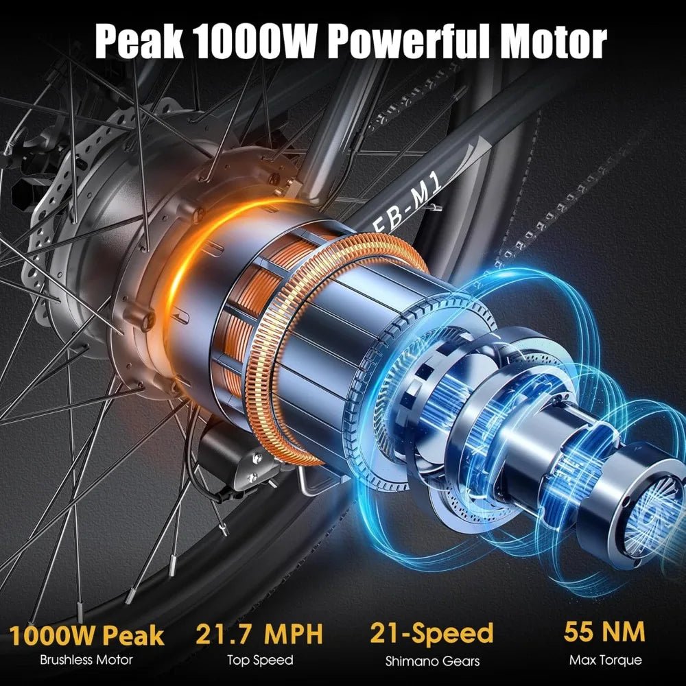 Electric Bike, Peak 1000W Ebike, 26
