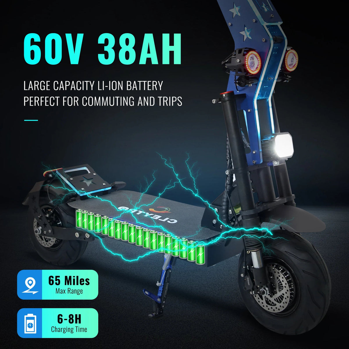 FREE GIFT ADULT ELECTRIC SCOOTER 60V 6000W SPEED DUAL MOTOR 65 MILES RANGE AXSSIBLZ