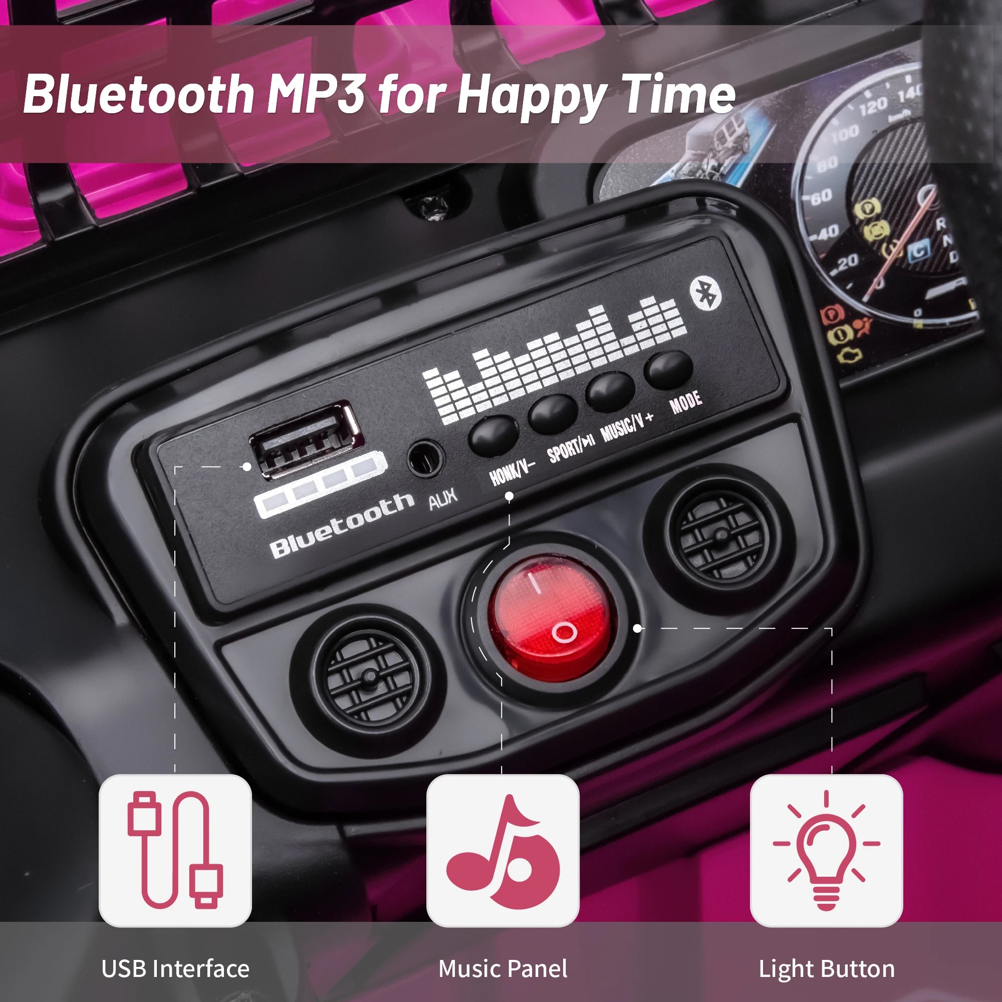 12V Ride On Car, Electric Car for Kids, 12V Ride on Toys, Kids Cars with 3 Speeds Adjustable w/Bluetooth, Parent Remote Control AXSSIBLZ